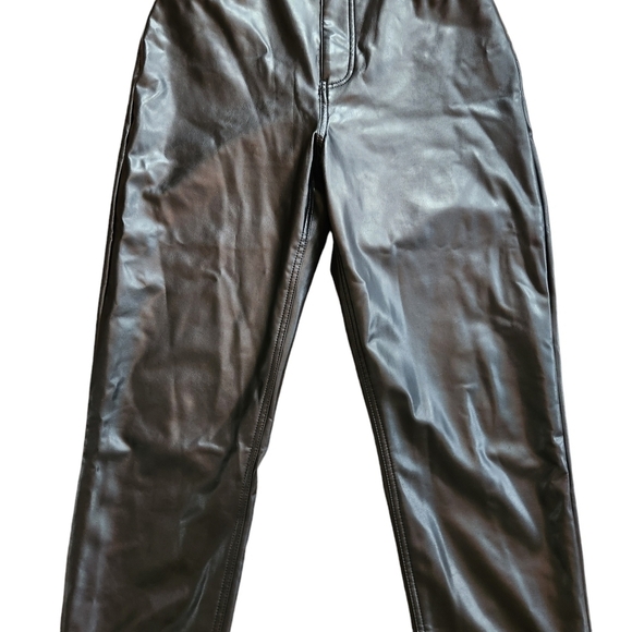 Abercrombie & Fitch Vegan Leather Pants Ankle Straight Ultra High Rise - Picture 4 of 12